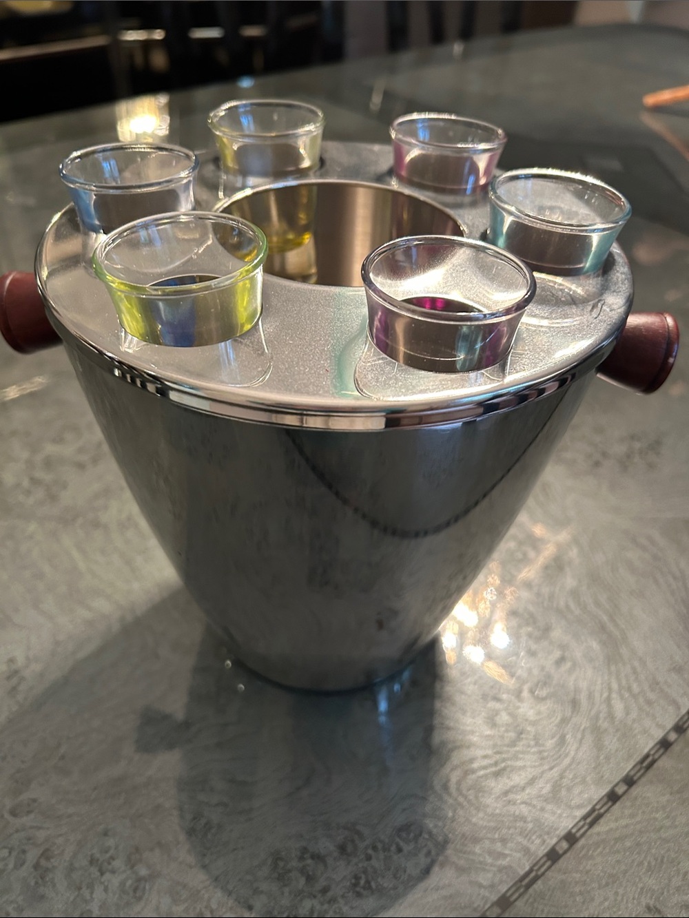 Stainless Steel Shot Glass Party Tower with Colored Glasses